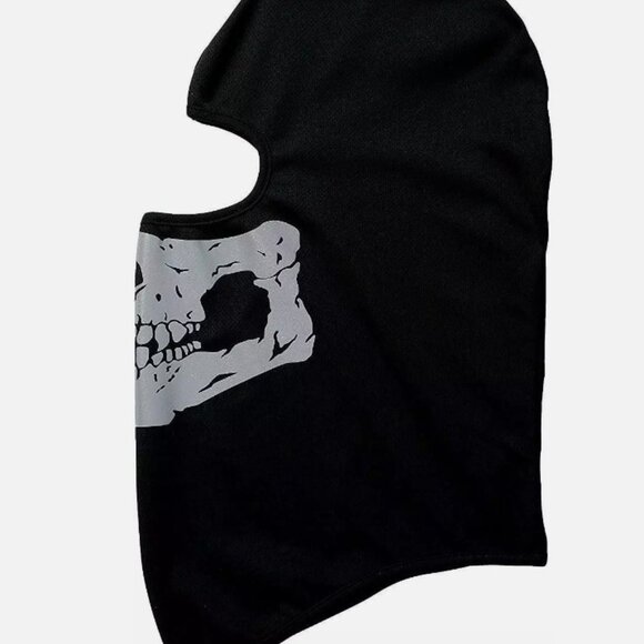 Black Balaclava Ghosts Skull Full Face Mask, Windproof Ski Mask Motorcycle Face - Picture 4 of 6